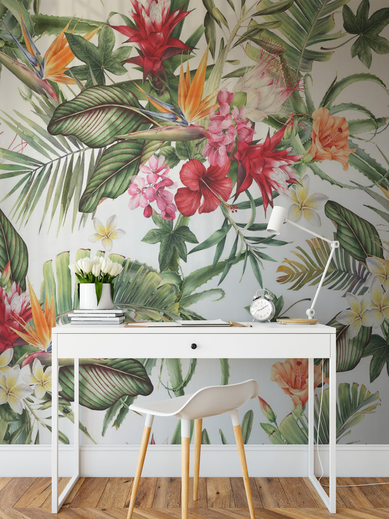 Papier peint tropical et fleurs colorées - Pure Panoramique