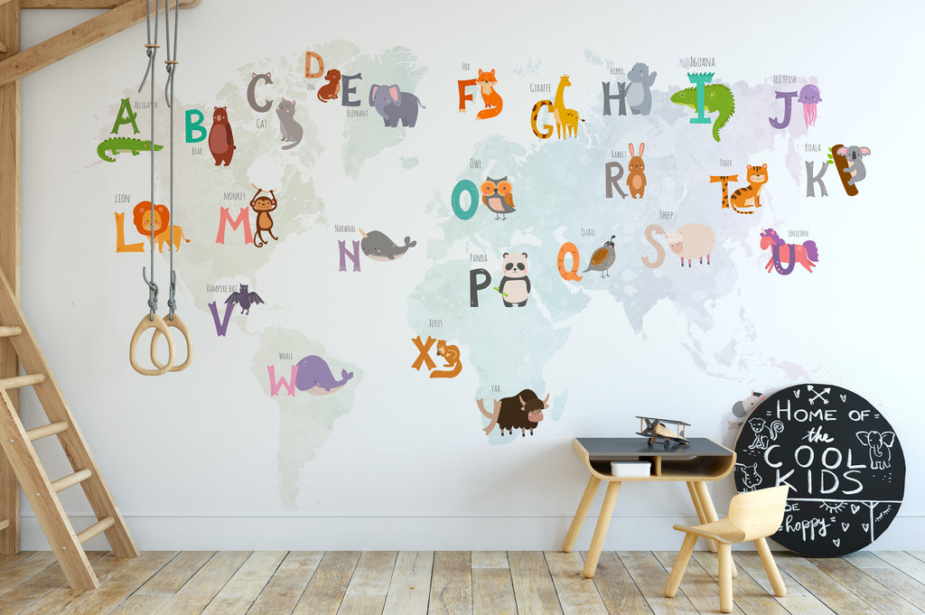 Papier peint carte du monde éducative - Pure Panoramique