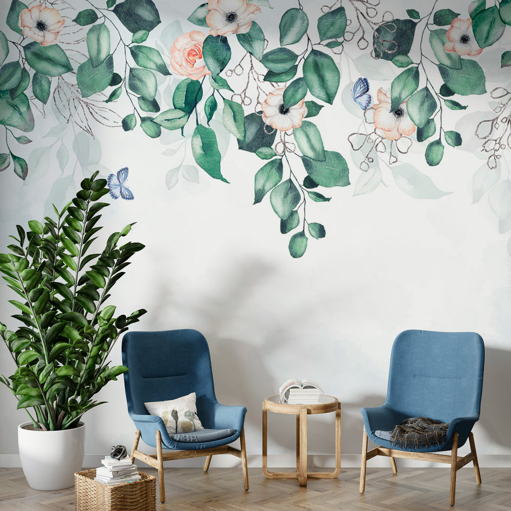 Papier peint guirlande florale et végétale - Pure Panoramique