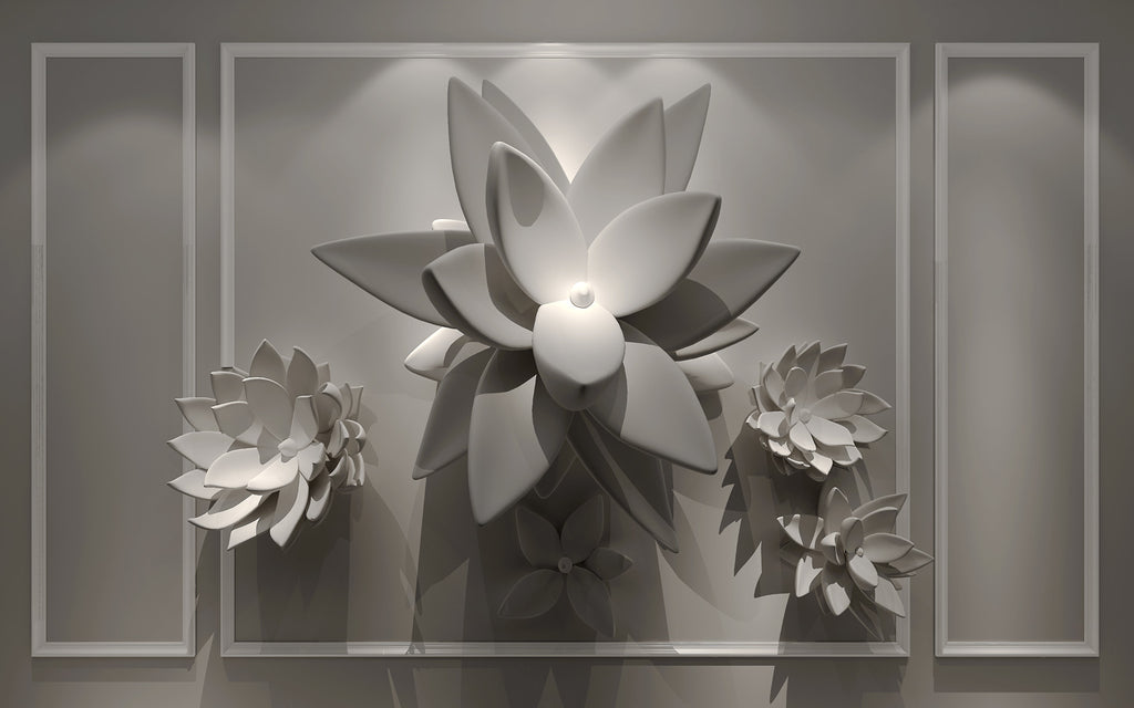 Papier peint panoramique fleur 3D cadre - Pure Panoramique
