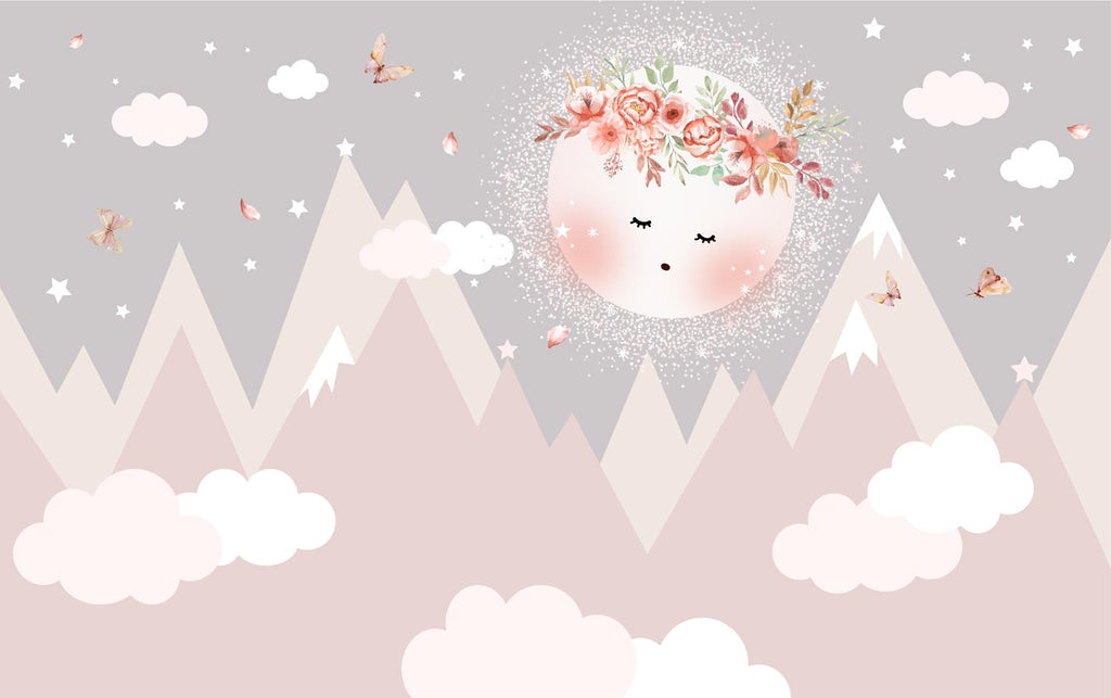 Papier peint ciel rose lune craquante - Pure Panoramique