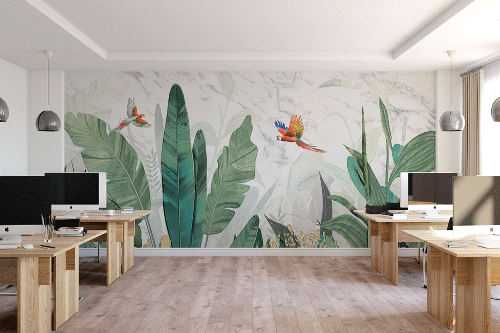 Papier peint panoramique tendance jungle in the marble - Pure Panoramique