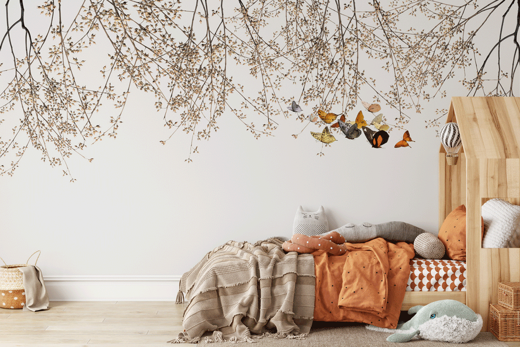 Papier peint panoramique tête de lit branchage & butterfly - Pure Panoramique