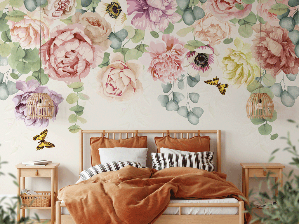 Papier peint panoramique tête de lit floral garden in a room - Pure Panoramique