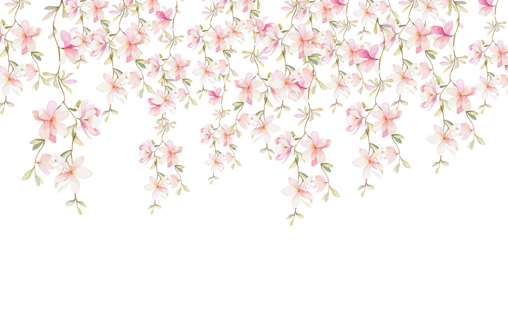 Papier peint panoramique tête de lit guirlande florale - Pure Panoramique