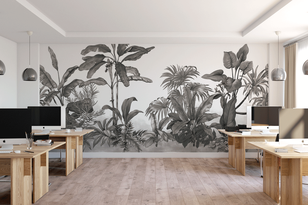Papier peint panoramique végétal botanic black and white - Pure Panoramique
