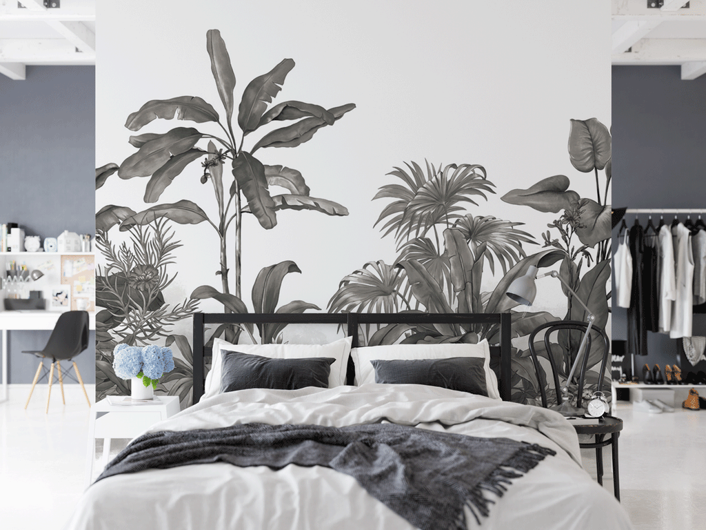 Papier peint panoramique végétal botanic black and white - Pure Panoramique