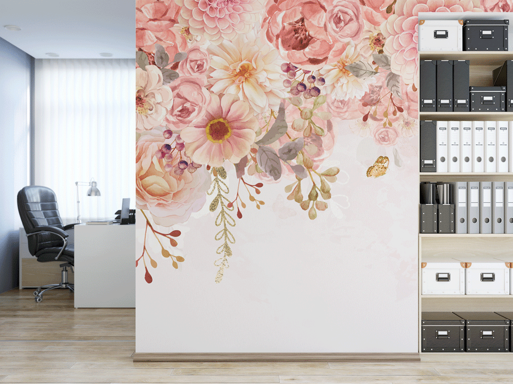 Papier peint panoramique tête de lit Mademoiselle floral - Pure Panoramique