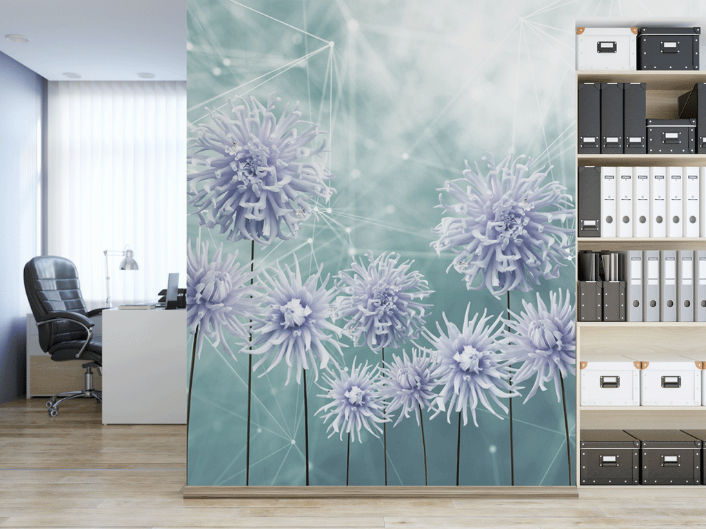 Papier peint panoramique pissenlit mauve fleur - Pure Panoramique