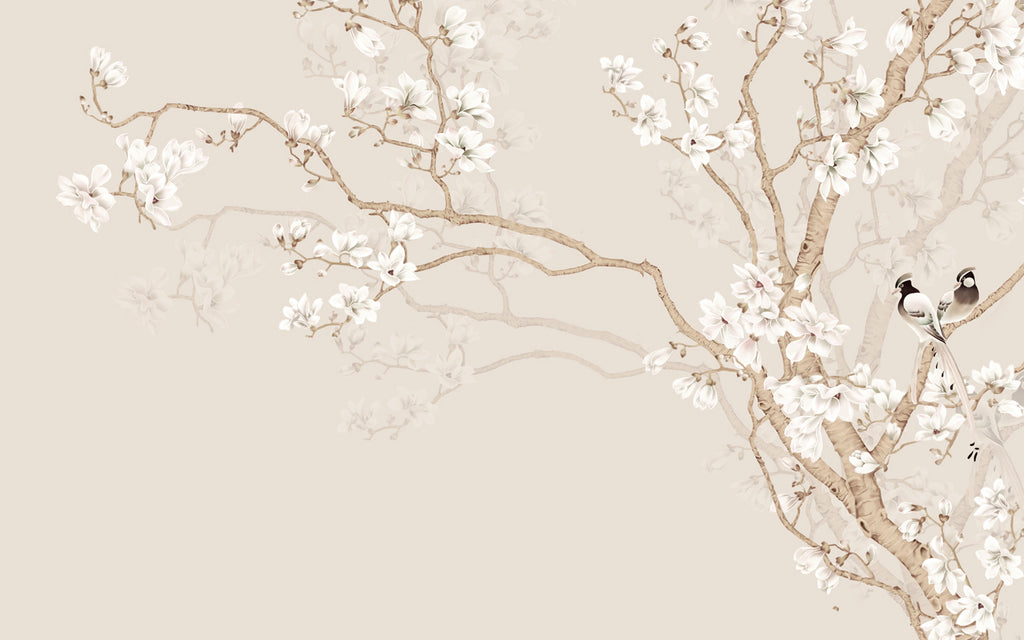 Papier peint panoramique magnolia floral & bird - Pure Panoramique